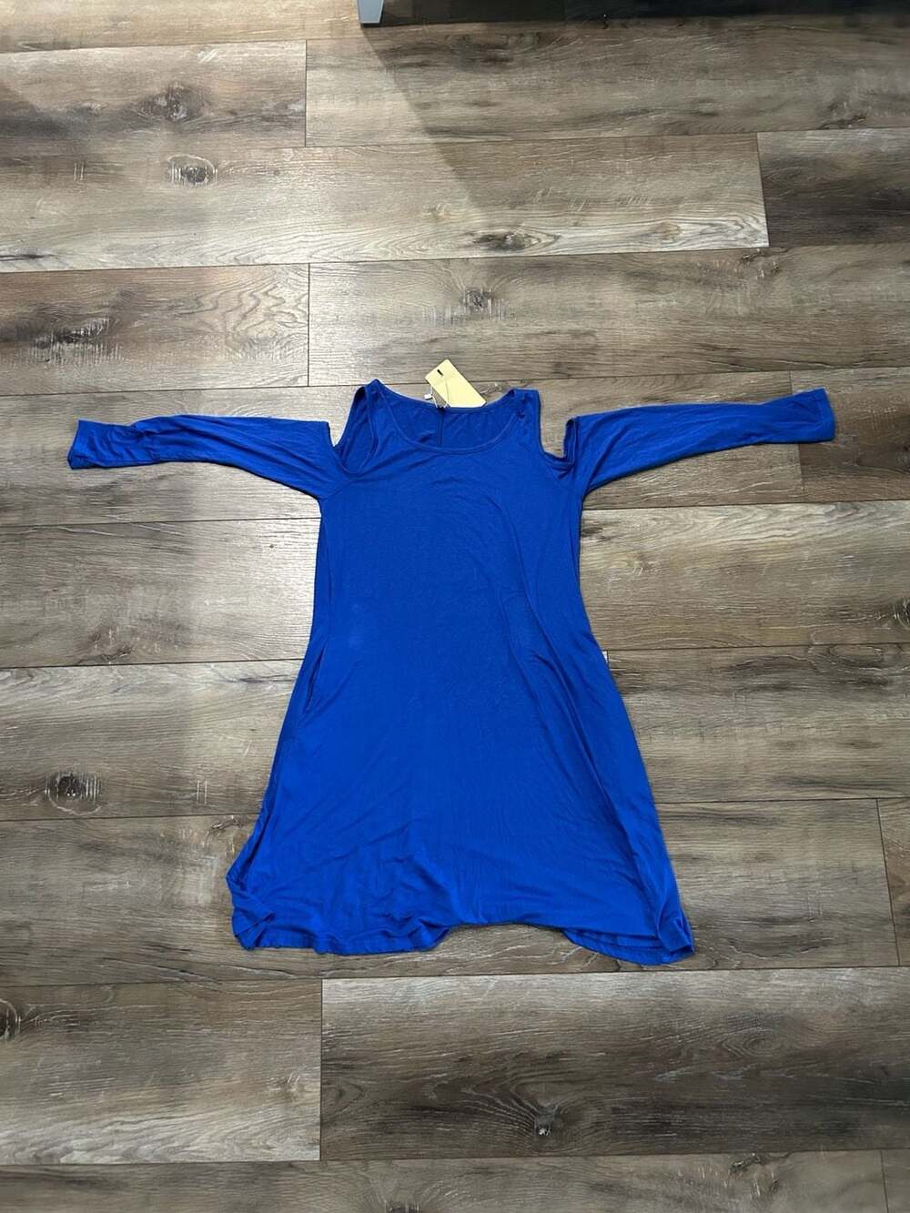 Royal Blue Cold Shoulder Long Sleeve Swing Dress